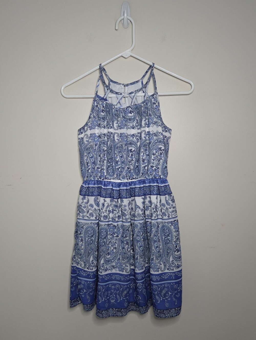 Girls The Children's Place Blue Print Dress Sz 10/12